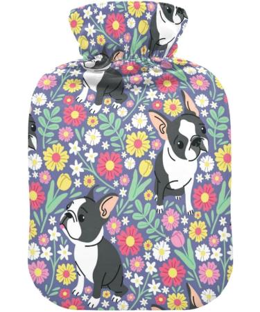 NAANLE 1L Floral Pattern Hot Water Bottle - Pug Design for Pain Relief & Warm Therapy | Transparent & Versatile Bed & Hand Warmer - Buy Online on GoSupps.com