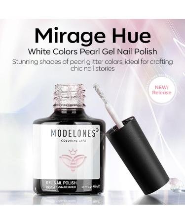 Modelones Pearl Gel Nail Polish 15ML Pearl White Gel Polish Shimmer Mermaid Iridescent Pearlescent Nail Polish Soak Off U V LED Spring Gel Polish Swirl Shell Thread Effect DIY Manicure Gifts - Buy Online on GoSupps.com