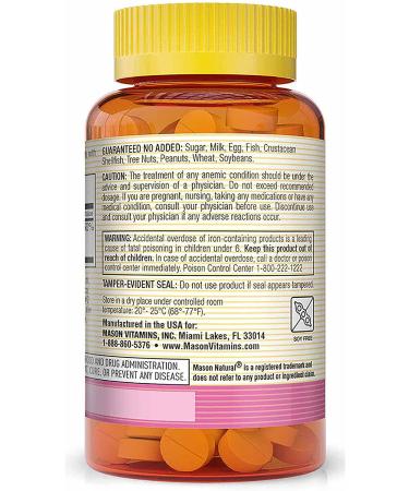 Mason Natural Ferrous Sulfate Iron Supplement Green Tablets - 100 Ea - Buy Online on GoSupps.com