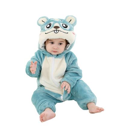 COOKY.D Baby Hooded Rompers Infant Winter Flannel Jumpsuit Pajamas 2-36 Months 6-12 Months Hamster
