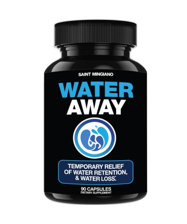 Water Away - Water Retention and Flushing Aids in Water Relief & Water Loss for Swollen Ankles Feet Legs or Bloating - Fast Acting Water Away Pills for Women and Men (90 Capsules)