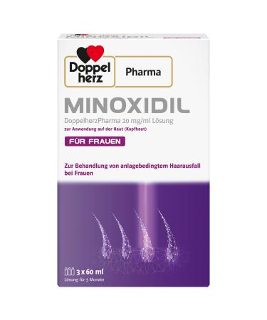 Minoxidil Double Heart Heart Pharma 20 mg/ml solution for use on the skin - medicinal products for the treatment of investment -related hair loss in women - 3x 60 ml unspoiled drop drops - Buy Online on GoSupps.com