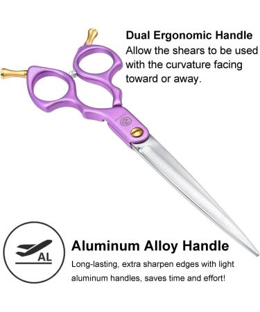 Professional Dog Grooming Scissors Shears - 6.5 Straight & Curved Blades for Precision Cutting - Rainbow Finish - Japanese Stainless Steel - Purple Handle - Buy Online on GoSupps.com