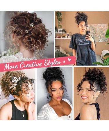 Dirty Messy Bun Short Curly Ponytail Extension | Synthetic Hair Scrunching Large Bun with Clip - Black - Buy Online on GoSupps.com