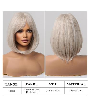 14-Inch Blonde Bob Wigs for Black Women | Short Straight Platinum Synthetic Hair | Glue-Free Hair Replacement - Buy Online on GoSupps.com