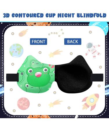 Sureio 4 Pairs Boys Sleep Eye Mask - Cute Cartoon 3D Contoured Blackout Blindfold for Kids, Men, Women - Travel Night Masks with Planet, Rocket, Frog Patterns (Blue/Green) - Buy Online on GoSupps.com