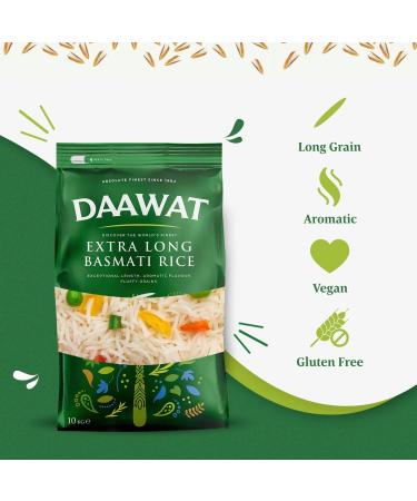 Daawat Extra Long Basmati Rice with Exceptional Length Aromatic Flavour Fluffy Grains Elongates up to 24mm when Cooked Non-Sticky and Ideal for all types of Dishes - 5Kg 5 KG - Buy Online on GoSupps.com