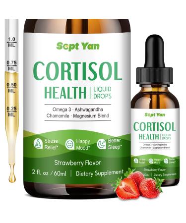 SEPT YAN Cortisol Supplements Liquid Drops for Women and Men with Phosphatidylserine Magnesium Ashwagandha Vitamins Cortisol Detox Calm Drops for Supplements Mood Focus Sleep 2 FL.OZ Vegan