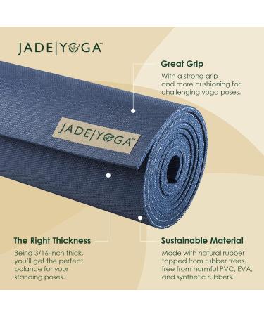 JadeYoga Harmony Midnight Blue Yoga Mat - Non-Slip Natural Rubber Gym Fitness Mat for Men and Women - Durable & Thick Workout Mat for Home or Gym - Buy Online on GoSupps.com