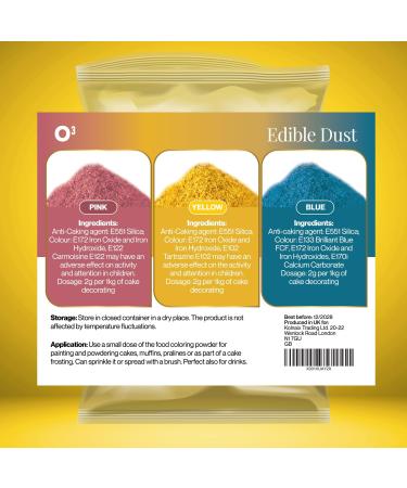 Edible Dust Lustre 3 x 10g - Blue Pink Yellow - Edible Cake Decorations - Edible Unicorn Lustre for Cake Icing Muffins Drinks Decorations - Buy Online on GoSupps.com