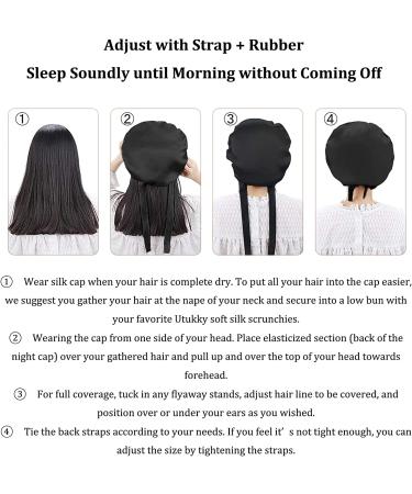 100% Mulberry Silk Night Cap 19 Momme | Natural Black Silk Sleep Hat for Women - Buy Online on GoSupps.com
