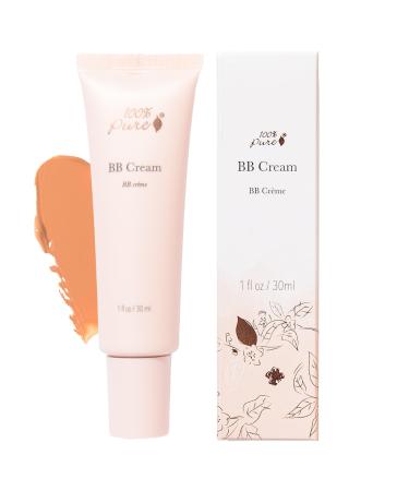 100% PURE BB Cream Shade 10 Luminous Full Face Coverage Skin Care & Glow - All-In-One Primer Concealer & Foundation Makeup - Shimmery Dewy Youth Light Color w/Warm Undertone - Vegan - 1 Fl Oz