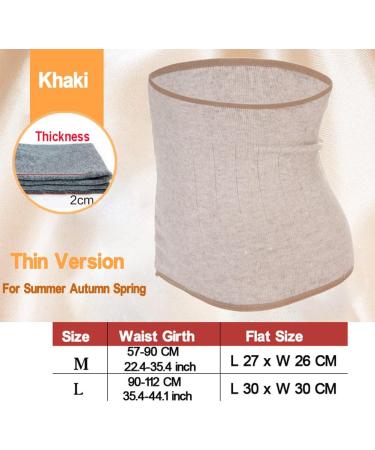 Thermal Therapy Knit Kidney Warmer Brace - Waist & Back Support Belt for Pain Relief & Postpartum Recovery - Khaki, Size M (57-90CM) - Buy Online on GoSupps.com