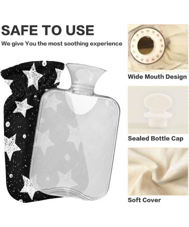 Black Stars Hot Water Bottle with Cover | 1L Small Pain Relief Bag for Bed & Body | Ideal for Warmth Without Hands & Feet - Buy Online on GoSupps.com