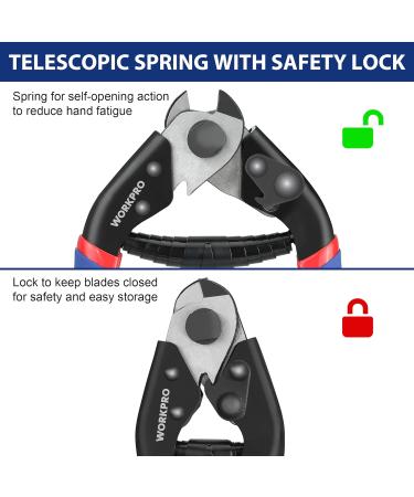 WORKPRO 190mm Wire Rope Cutter - Cr-V Steel Cable Cutter Tool for Stainless Steel Rope & Bicycle Brake Cable Repair - Buy Online on GoSupps.com
