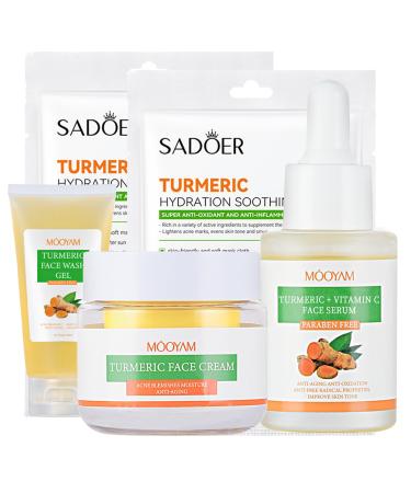 Skincare Set Turmeric Turmeric Face Wash Serum Cream Smoothing Fine Lines