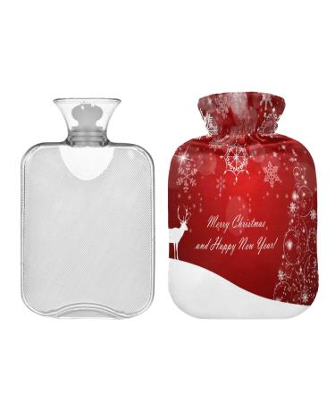 KCLDECI hot bottle with cover Christmas tree 2 l hot water bottle hot water bag for foot warmer pain relief hot and cold therapy cramps