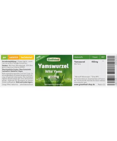 Buy Wild Yams Root 450mg - High-Dose Diosgenin Extract 120 Vegan Capsules No Additives Non-GMO - Buy Online on GoSupps.com