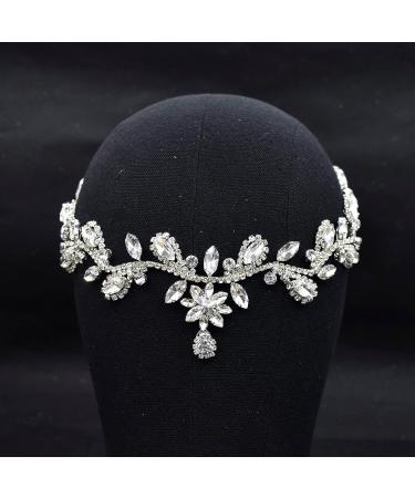 WONRLUA Bridal Rhinestone Forehead Headpiece Wedding Crystal Tiara for Brides - Buy Online on GoSupps.com