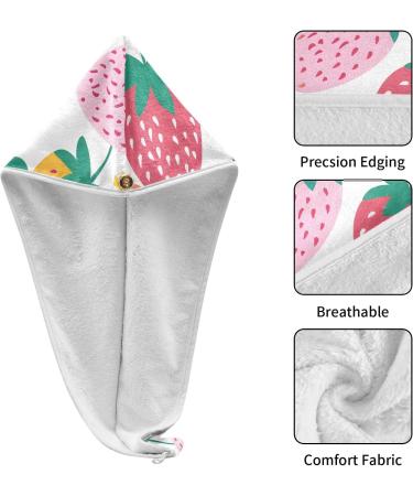 Cute Colorful Strawberry Hair Towel 2 Pack | Super Absorbent Quick Drying Hair Turbans for Women & Girls - Buy Online on GoSupps.com