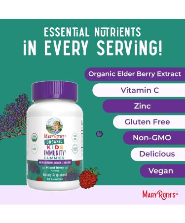 MaryRuth Organics Zinc (Tart Raspberry) & Kids Immunity Gummies (Mixed Berry) | Clean Label Project Verified | Vitamins for Immunity & Overall Health and Wellness | Vegan Non-GMO No Gelatin - Buy Online on GoSupps.com