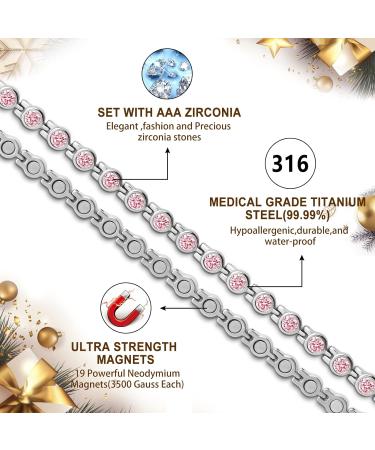 Jeroot Women's Magnetic Arm Band - Ultrastark Titanstahl Bracelet with Distance Tool - Stylish Pink Gift - Buy Online on GoSupps.com