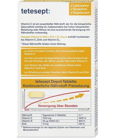 Teteseept Vitamin C 1200 + Zinc + D3 Immune Support Dietary Supplement | 5 x 30 Tablets for Cell Protection & Bone Health Buy Internationally - Buy Online on GoSupps.com