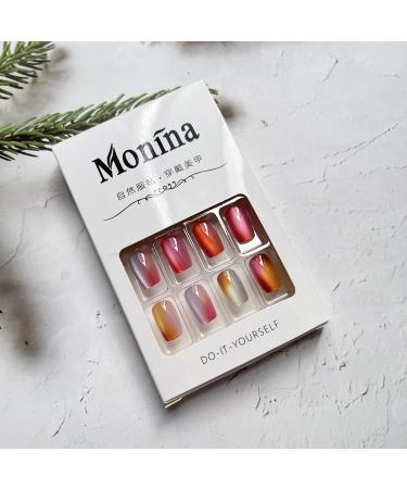 24Pcs Cat Eye Press On Nails | Short Cute Glue-On Acrylics | Full Cover Glossy Rainbow Fake Nails | Reusable Manicure Decor for Women & Girls - Buy Online on GoSupps.com