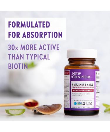New Chapter Hair Skin & Nails Vitamins with Fermented Biotin+astaxanthin Vegetarian Capsule 30 Count (Pack of 1) - Buy Online on GoSupps.com