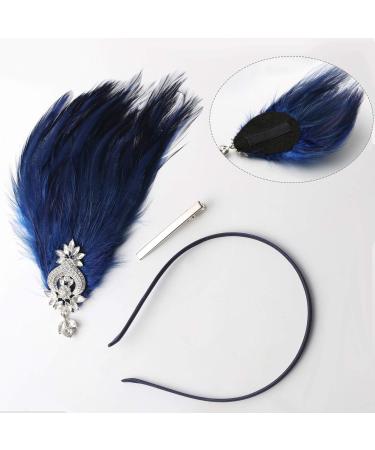 1920s Feather Flapper Headband | Roaring 20s Gatsby Hair Clip - Black - Buy Online on GoSupps.com