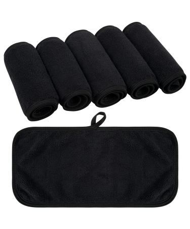 Kinhwa washcloth ferry 6 pieces of make-up remover microfiber make-up kiss soft & absorbent facial cleaning towels reusable & washable lint-free & luxurious black 15cm x 30cm black 6 pieces (1 Pack)