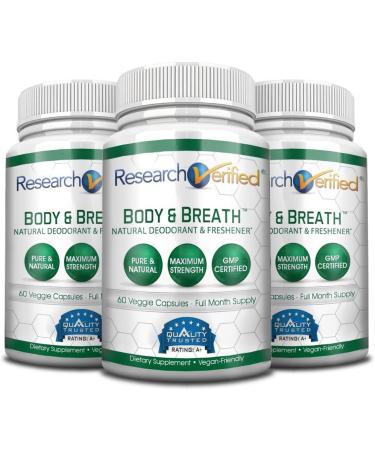 Research Verified Body & Breath Natural Deodorant & Freshener - Bad Breath & Body Odor Supplement - 60 Count (6 Months Supply) - Buy Online on GoSupps.com