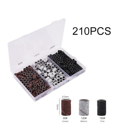 BNG Nail Cutter Sanding Sleeves 210 Pieces Sanding Caps Sanding Bands Nail Cutter Nail Set with Nail Drill Bits Pedicure Manicure Nail File for Acrylic Nails Cuticle Removal 80/120/180 GRIT - Buy Online on GoSupps.com