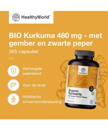 Be Healthy Group doo BIO Turmeric 480 mg with Ginger and Black Pepper 365 Capsules 1 year supply Combination of Natural Ingredients To Support the Immune System and the Whole Body - Buy Online on GoSupps.com