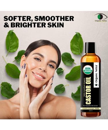 Organic Netra Castor Oil for Skin and Hair Softening Smoothening & Moisturizing Skin Hair and Eyelashes Repairs Splitends and Reduces Dandruff 250ml - Buy Online on GoSupps.com