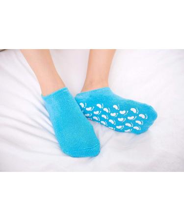 2 Pairs Spa Quality Moisturizing Gel Socks - Vitamin E & Oil Infused for Dry Skin Repair - Blue & Pink - Buy Online on GoSupps.com