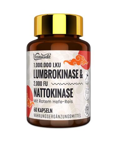 Lumbrokinase 100 mg Per Serving (Maximum Activity - 1,000,000 LKU), Lumbrokinase Supplement with 100 mg Nattokinase (2,000 FU), Non-GMO, Gluten Free, 60 Capsules
