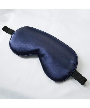 Sleep Mask Night Cover Eye Sleeping Silk Satin Masks for Women Men Blindfold for Airplane Travel Adjustable Strap (Blue)