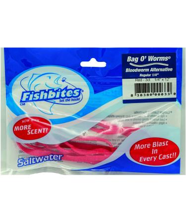 Fishbites Bag O' Worms Bloodworm - Longer Lasting 3/8" Wide Red