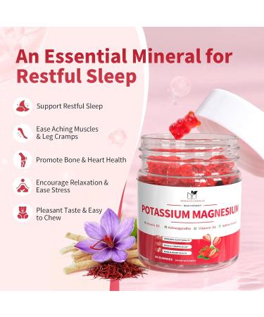 2 Pack Potassium Magnesium Gummies Sugar Free Potassium Supplement Magnesium Glycinate 500mg Ashwagandha Vitamins D3 C B6 Calcium & Zinc for Sleep Leg Cramps & Muscle Relaxation-120 Count Strawberry 60 Count (Pack of  - Buy Online on GoSupps.com