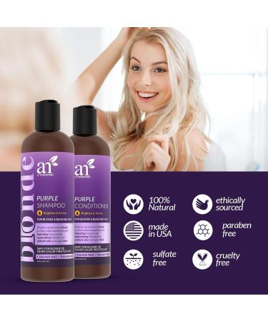 ArtNaturals Purple Shampoo & Conditioner Set - 16 Fl Oz (Pack of 2) for Bleached, Silver, Blonde Hair - Sulfate Free - Buy Online on GoSupps.com