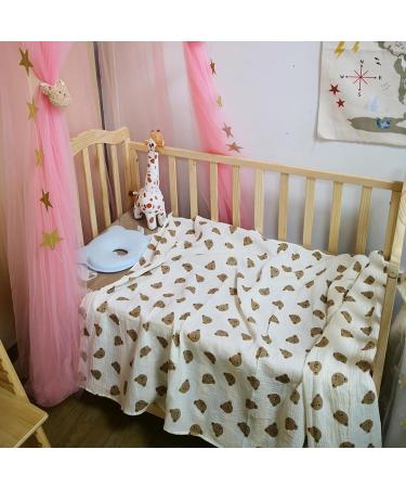 Yissone Baby Swaddle Blanket | Toddler Bear Print Cotton Yarn Stroller Blanket (90x130cm) - Buy Online on GoSupps.com