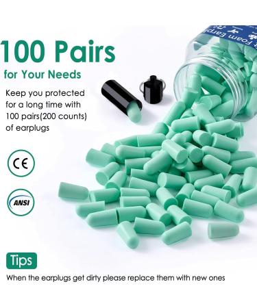 100 Pairs of Foam Earplugs - Ultimate Noise Reduction & Hearing Protection | Comfortable for Sleep Study Work & Travel - Includes 10 Ear Cleaning Tools - Buy Online on GoSupps.com