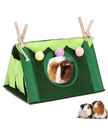 VERTUPET Guinea Pig Hideaway Bed House Small Animal Hideout Sturdy Guinea Pig Toys Cage Accessories for Rabbit Chinchillas Hamsters Ferrets Hedgehogs Bunny Glider Rats (Green M) M Green