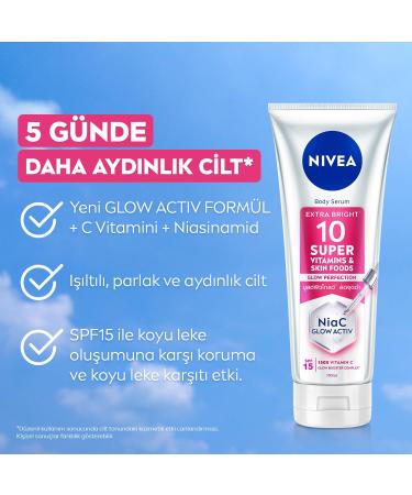 NIVEA Extra Bright Body Serum Lotion 10 Super Vitamins and Skin Foods 5.74 fl oz - Buy Online on GoSupps.com
