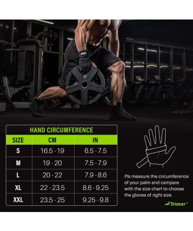 Trideer Padded Workout Gloves for Men - Wrist Support, Full Palm Protection, Extra Grip - Black L (7.9-8.6 in) - Buy Online on GoSupps.com