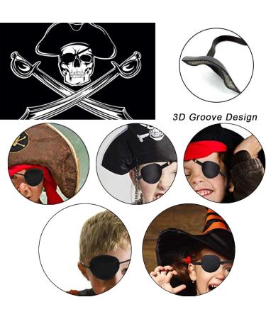 HAOBIN 3 Pieces Single Eye Mask Amblyopia Eye Patches Adjustable Elastic Eye Patches Soft Adjustable Pirate Eye Patch for Treating Human Amblyopia (Black) - Buy Online on GoSupps.com