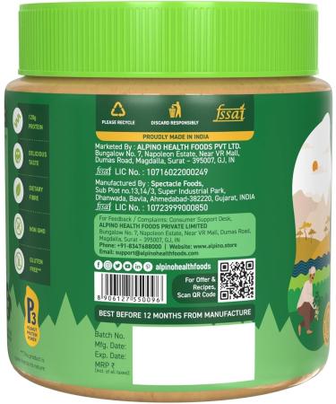 ALPI NO Natural Peanut Butter Crunch - 100% Roasted Peanuts - 30g Protein No Added Sugar & Salt Gluten Free Plant Based Unsweetened Peanut Butter Crunchy (400 G) - Buy Online on GoSupps.com