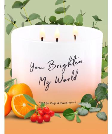Orange Goji Eucalyptus Candle - 3 Wick Aromatherapy Stress Relief - Uplifting Scented Candle with Grapefruit & Berry - 15.8 oz Natural Soy Candle for Home - Perfect Gift for Women & Men - Buy Online on GoSupps.com