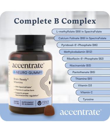 Accentrate Neuro Gummy for Kids | Supports Attention & Mood | Folinic Acid & Methylfolate | Complete Vitamin B Complex with SpectraFolate | MTHFR Supplement | No Artificial Ingredients | 30 Gummies - Buy Online on GoSupps.com